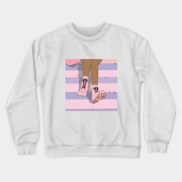 Aesthetic Anime Steps Crewneck Sweatshirt by WalidSodki